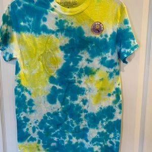Peanuts Mens Aqua Tye Dye UV Ink Snoopy Graphic